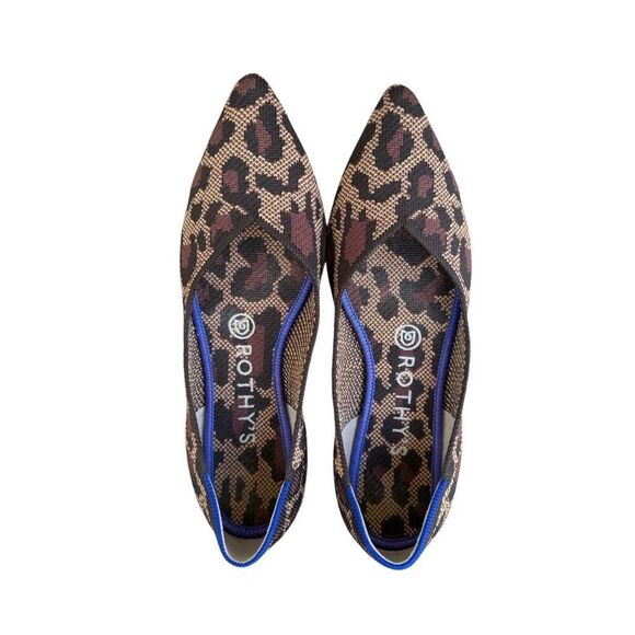Rothy's The Point Womens Wildcat Leopard Print Pointed Slip On Ballet Flats 7.5 - Picture 1 of 16